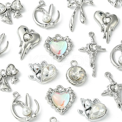 18Pcs 8 Styles Alloy Glass & Resin Pendants DIY-FS0005-35-1