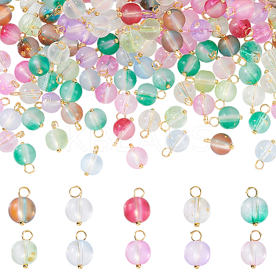 200Pcs Frosted Baking Paint Glass Charms PALLOY-GA00022-1