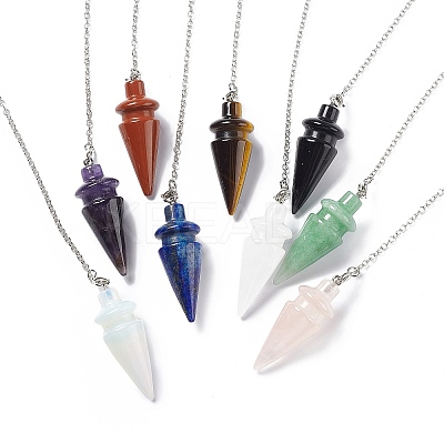 Mixed Gemstone Pointed Dowsing Pendulums AJEW-B020-01P-1