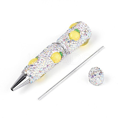 Resin & Polymer Clay Pave Rhinestone Ball-Point Pen AJEW-T013-04K-1