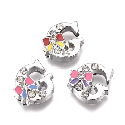 Alloy Enamel Letter Slide Charms PALLOY-K241-G-1