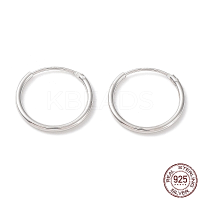 Rhodium Plated 925 Sterling Silver Huggie Hoop Earrings EJEW-K258-02B-P-1