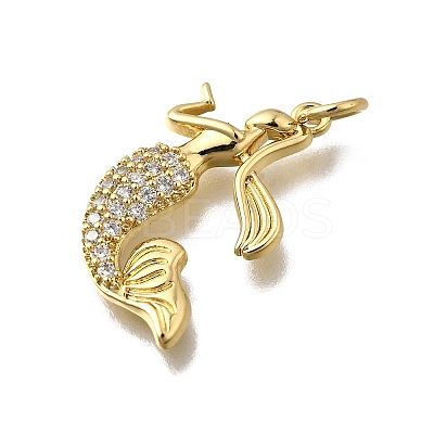 Brass Micro Pave Clear Cubic Zirconia Pendants KK-F899-06G-1