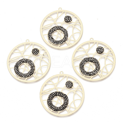 Brass Rhinestone Pendants KK-N215-02G-1