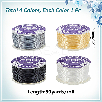 4 Rolls 4 Colors Special Coated Nylon Beading Threads for Seed Beads OCOR-WR0001-95-1
