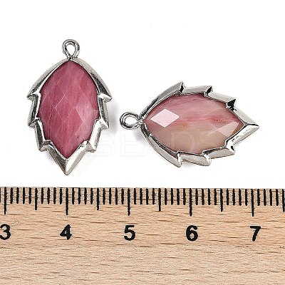 Natural Rhodonite Faceted Leaf Pendants G-I375-04P-12-1