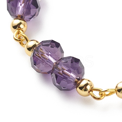 Glass Rondelle & Brass Beaded Bracelet for Women BJEW-JB08605-1