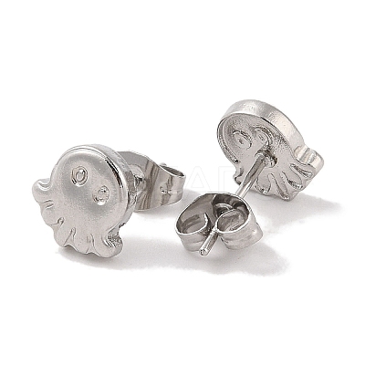 Non-Tarnish 304 Stainless Steel Octopus Stud Earrings for Women EJEW-G389-03P-1