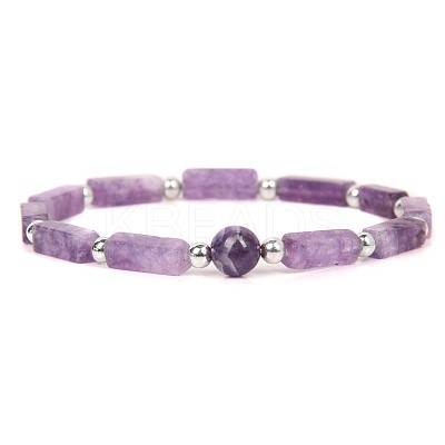 Natural Amethyst Beads Stretch Bracelets for Men Women ZE2494-6-1