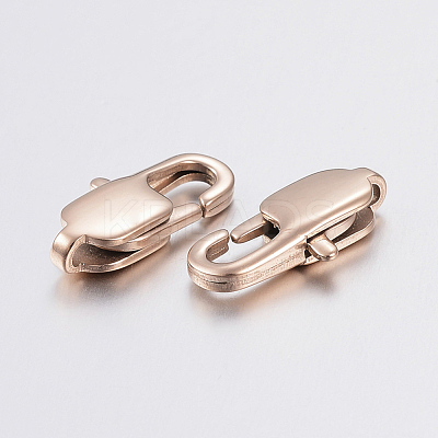 Ion Plating(IP) 304 Stainless Steel Lobster Claw Clasps STAS-F148-11x5.5-08RG-1