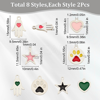 16Pcs 4 Style 304 Stainless Steel Enamel Charms STAS-SC0003-10-1