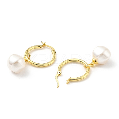 Plastic Pearl Dangle Hoop Earrings X-EJEW-A070-01G-1
