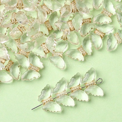 100Pcs Plating Transparent Acrylic Beads TACR-YW0003-17-1