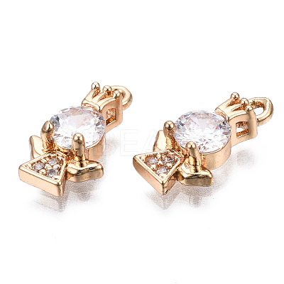 Brass Micro Pave Clear Cubic Zirconia Charms KK-S359-100-RS-1