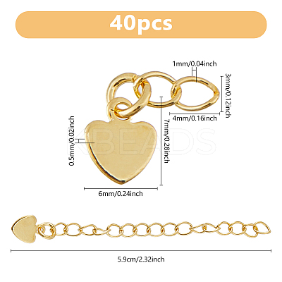 40Pcs Rack Plating Brass Curb Chain Extender KK-DC0004-26-1