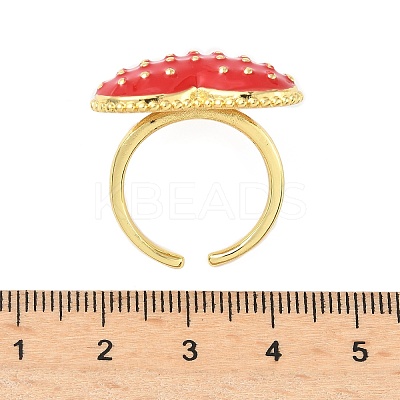 Heart Brass with Enamel Cuff Rings for Women RJEW-A069-10G-1
