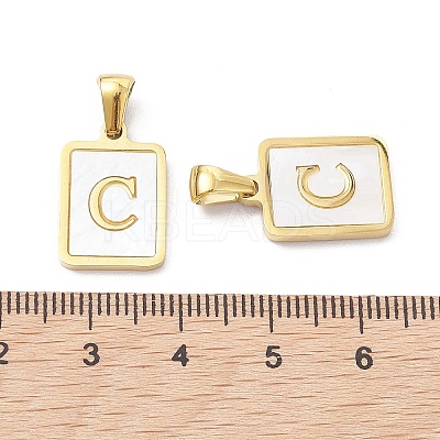 Ion Plating(IP) 304 Stainless Steel Pave Shell Pendants X-STAS-G327-01G-C-1