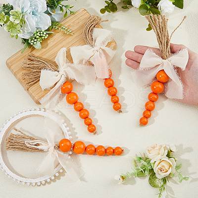 4Pcs Wooden Beaded Carrots for Easter Table Tiered Tray Decoration AJEW-FH0005-65A-1