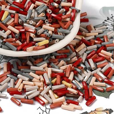 Baking Paint Glass Twist Bugle Beads SEED-C004-02L-1