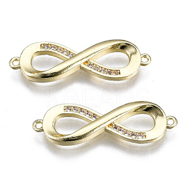 Brass Micro Pave Clear Cubic Zirconia Link Connectors ZIRC-S069-038G-1
