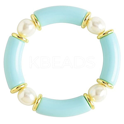 Fashionable Women's Chunky Curved Acrylic Tube Beads Stretch Bracelets AP8792-5-1