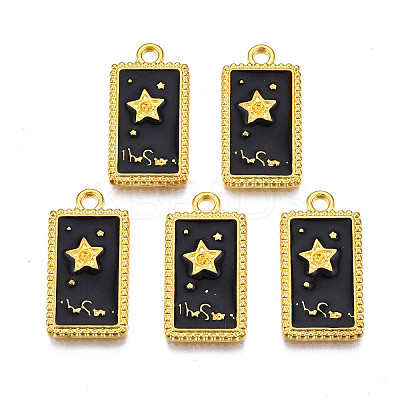 Rack Plating Golden Alloy Enamel Pendants ENAM-S122-50G-1