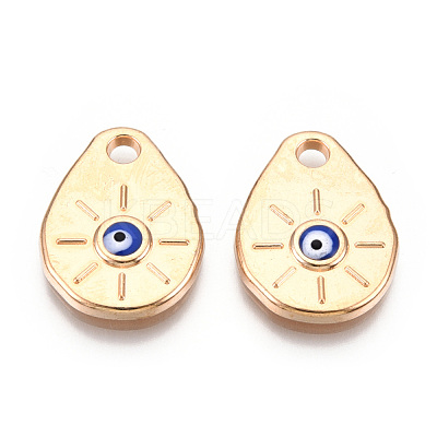 Rack Plating Light Gold Tone Alloy Enamel Pendants PALLOY-T077-227-1