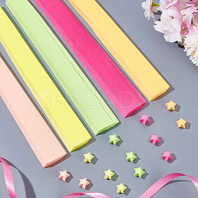 1 Set 5 Colors  Fluorescent Lucky Star Origami Paper DIY-CP0010-79B-1