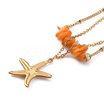 Dyed Natural Shell Chips Charms Anklet AJEW-G049-01G-1