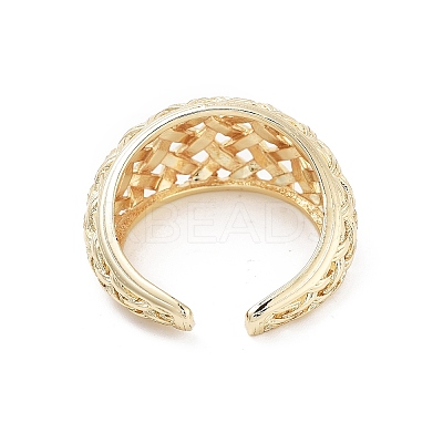 Hollow Tartan Cell Brass Open Cuff Ring for Women LS-RJEW-Z055-05G-02-1