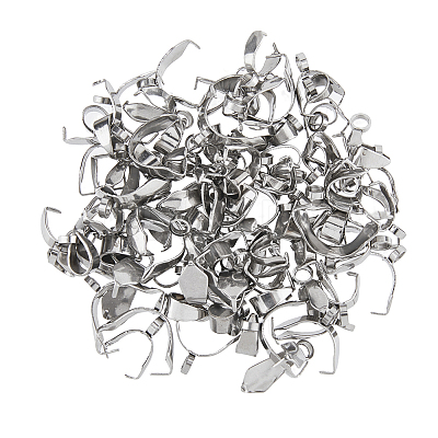 80Pcs 8 Style 201 Stainless Steel Pendant Pinch Bails STAS-FH0001-73-1