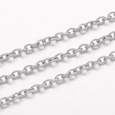 Tarnish Resistant 304 Stainless Steel Cable Chains X-CHS-K004-07P-0.6mm-1