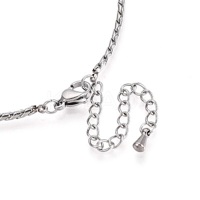 304 Stainless Steel Crystal Rhinestone Rectangle Link Chain Necklaces NJEW-T016-07S-1