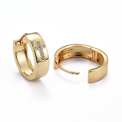 Brass Micro Pave Clear Cubic Zirconia Huggie Hoop Earrings ZIRC-H109-03G-1
