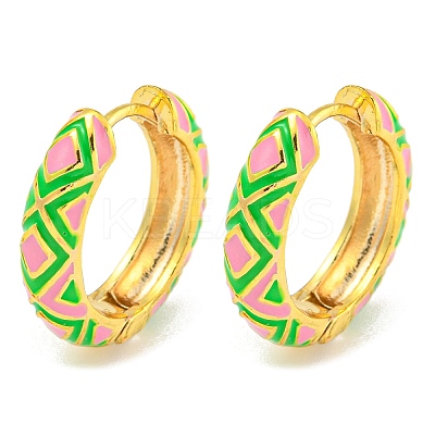 Rack Plating Rhombus Pattern Brass Enamel Hoop Earrings EJEW-C102-47G-06-1
