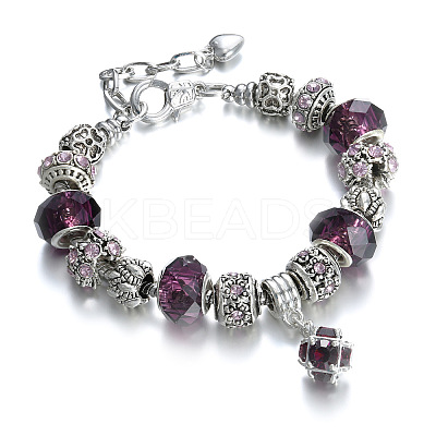 Tibetan Style Alloy & Glass Beaded European Bracelets RX0966-2-1