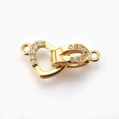 Brass Micro Pave Cubic Zirconia Fold Over Clasps KK-P164-09G-1