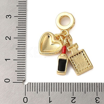 Rack Plating Brass Micro Pave Clear Cubic Zirconia Enamel European Dangle Charms KK-P279-45G-1