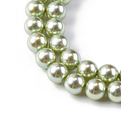 UV Plating Pearlized Glass Pearl Beads Strands GLAA-F128-01A-T21-1