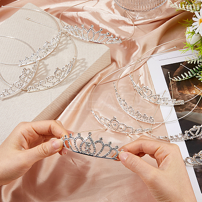 12Pcs 12 Styles Alloy Rhinestone Hair Bands OHAR-HS0001-05-1
