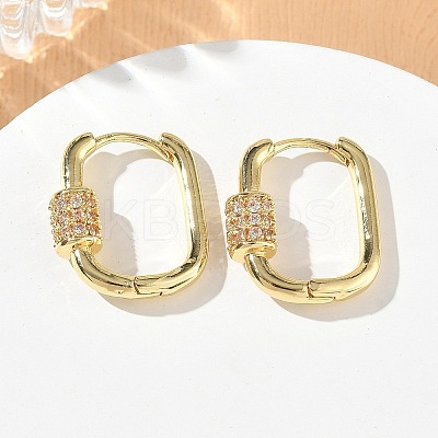 Brass Micro Pave Cubic Zirconia Hoop Earrings KK-CBA98BA-16G-1
