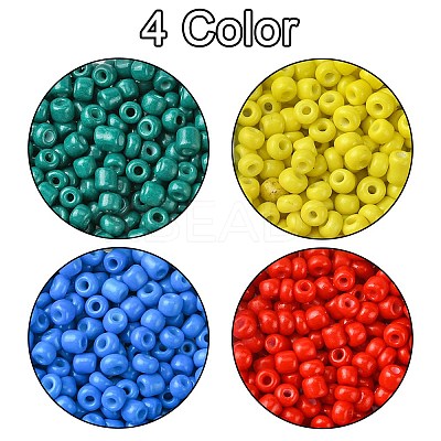 800pcs 4 Colors Baking Paint 15/0 Glass Round Seed Beads SEED-FS0001-21B-1