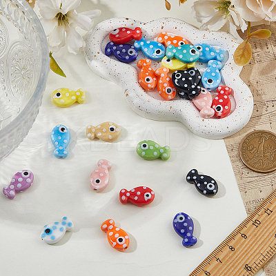 60Pcs 12 Styles Glazed Porcelain Beads PORC-FH0001-14-1