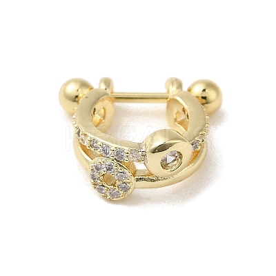 Rack Plating Brass Pave Clear Cubic Zirconia Nose Studs for Women Men EJEW-C097-23B-G-1