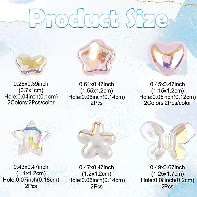 16Pcs 8 Styles UV Plating Plastic Imitation Pearl Beads KY-FS0001-47-1