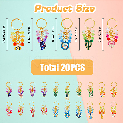 5 Sets 5 Style Alloy Enamel Pendant Keychain KEYC-FH0001-39-1