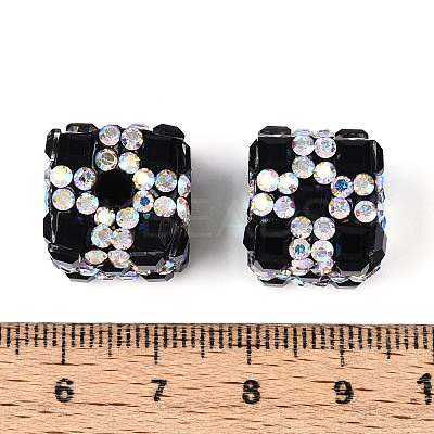 Polymer Clay Rhinestone Beads with Square Acrylic CLAY-T022-03B-1