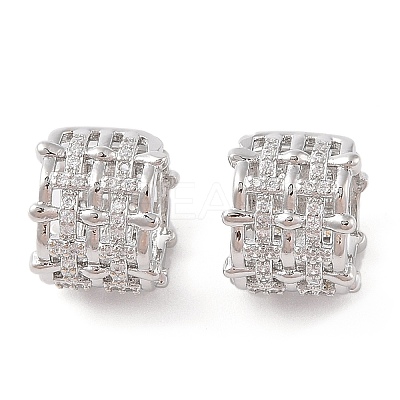Rack Plating Brass Micro Pave Clear Cubic Zirconia Cuff Earrings for Women EJEW-G394-02P-1