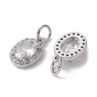 Brass Micro Pave Clear Cubic Zirconia Charms KK-K360-17P-1