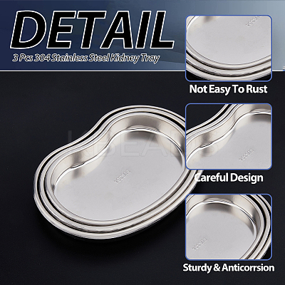 3Pcs 3 Styles 304 Stainless Steel Surgical Tray AJEW-BC0004-15-1